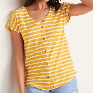 Old Navy Striped Button V-Neck Shirt